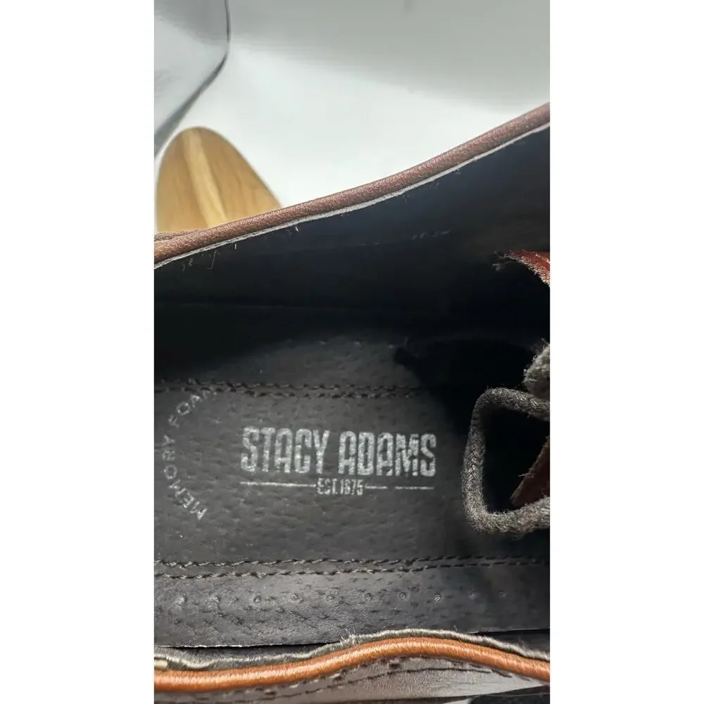 Stacy Adams Dunbar Mens 11.5M Cognac Leather Wingtip Oxford Brogue Dress Shoes